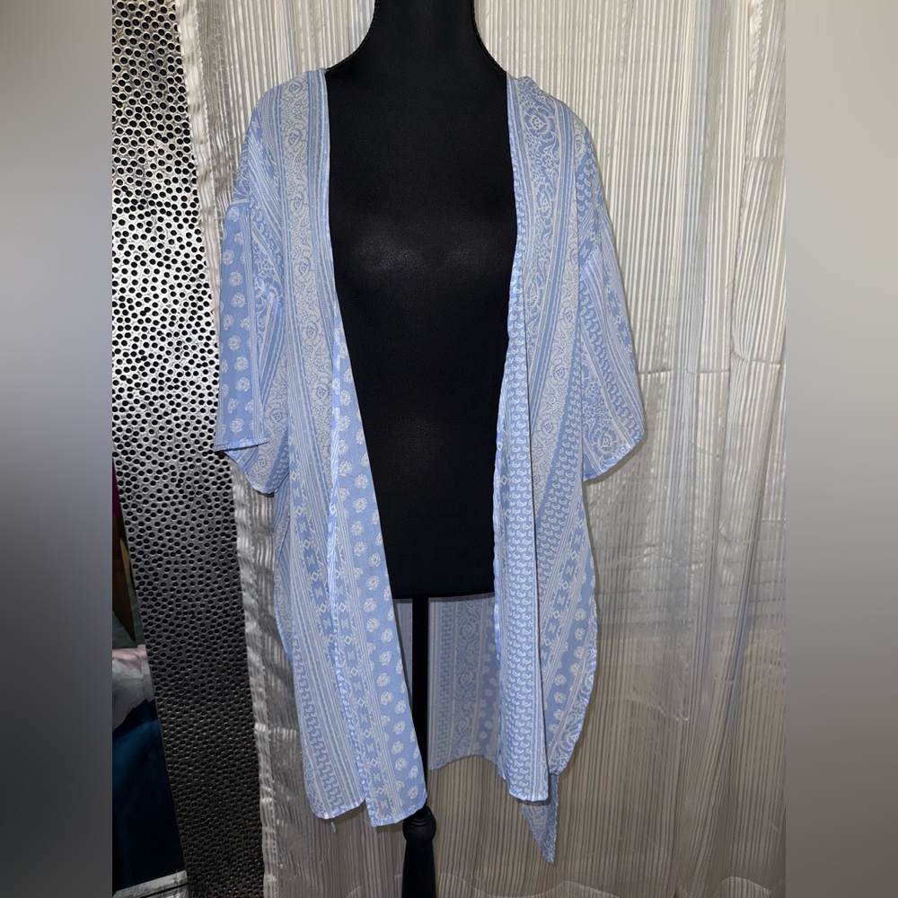 Ultra Flirt Sky Blue Open-Front Kimono